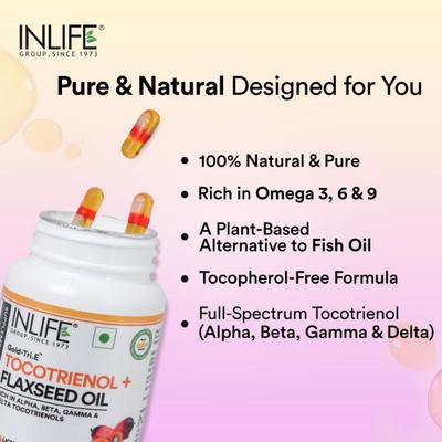 INLIFE Gold-Tri.E Tocotrienol + Flaxseed Oil Vegetarian Capsules 60's - Vital Health