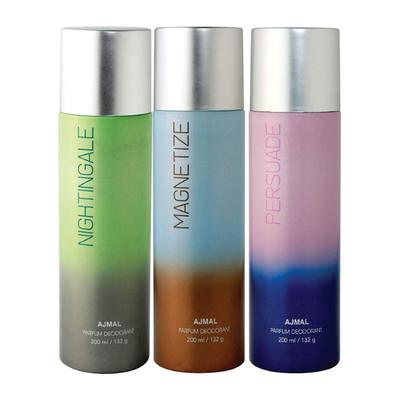 Ajmal Nightingale & Magnetize & Persuade Deodorant Combo Pack Of 3 High Quality Deodorants For Men & Women 600 ml - Perfumes (Edt/Edp)