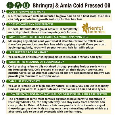 Oriental Botanics Bhringraj & Amla Cold pressed Oil 200 ml - Massage Oils