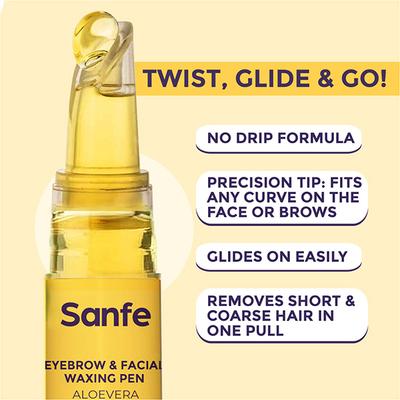 Sanfe Eyebrow & Facial Waxing Pen For Women, Reusable Up To 20 Time, Hair Removal Wax Pen, Up To 8 Weeks, 1 Pen + 10 Strips 1's - Hair Waxes