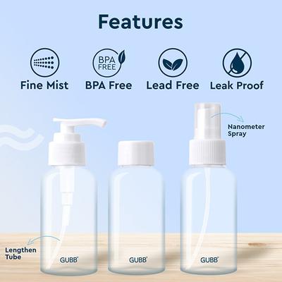 Gubb Travel Bottle Set and Cotton Pads Non Woven Combo 100 gm - Others