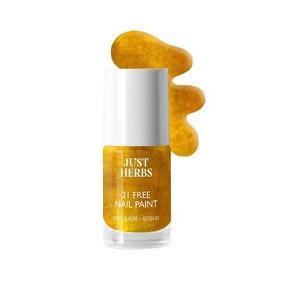 Just Herbs Nail Polish 21 Chemical Free Formula, Quick Dry, Glossy, Gold Dust 6 ml - Nail Polish