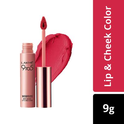 Lakme 9 To 5 Weightless Mousse Lip & Cheek Color Pink Plush 9 Gm - Lipsticks