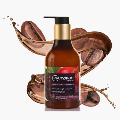 VIA TOKYO ORGANIC Jamaican Coffee & Grapeseed Oil Conditioner for Hair Shine & Hair Strength, No Sulphates, No Paraben 285 ml - Conditioners