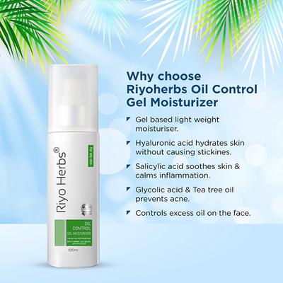 Riyo Herbs Oil Control Gel Moisturizer - Vitamin E Tea tree Oil 100 ml - Face Moisturizers