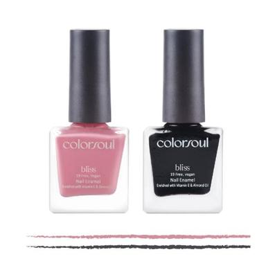 Colorsoul Bliss Vegan Nail Enamel, Breezy Pink, Hot Tar, B01, B24 (Pack of 2 x 8 ml) 1's - Nail Polish