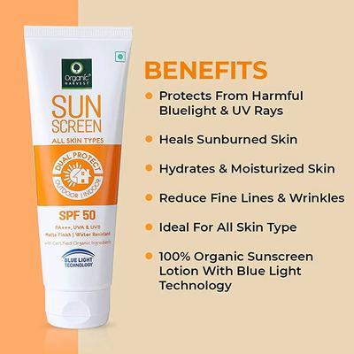 Organic Harvest All Skin SPF 50 Sunscreen Kakadu Plum, Acai Berry & Chia Seeds 100gm - Body Sunscreen