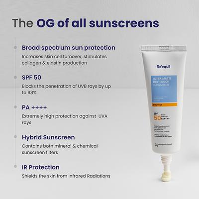 Reequil Ultra Matte Dry Touch Sunscreen Gel Spf 50 PA++++ 50 gm - Face Sunscreen