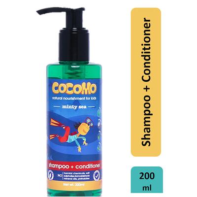 Cocomo Natural Kids Shampoo and Conditioner Minty Fragrance Reduces Hair Fall and Dandruff Minty Sea 200 ml - Baby Shampoo