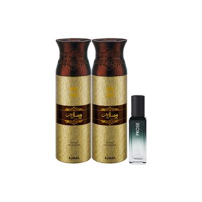Ajmal 2 Wisal Dhahab Deo & Prose EDP Pack of 3 20 ml - Women Perfumes (Edt/Edp)