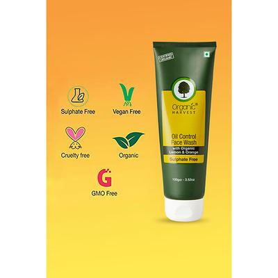 Organic Harvest Acne Control Mattifying Face Wash Green tea & Moringa Enriched with ceramides 100gm - Face Wash & Cleansers