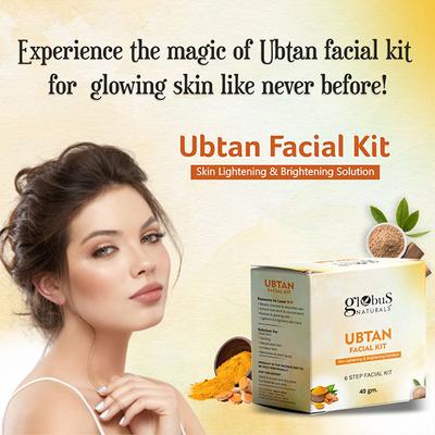 Globus Naturals Brightening Ubtan 6 Step Facial Kit, for Radiant & Glowing Skin, 2's - Facial Kits