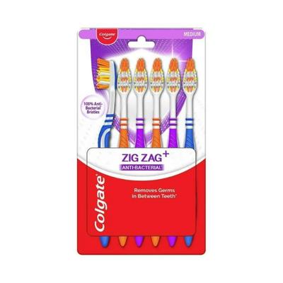 Colgate-Palmolive, Colgate ZigZag (Medium) Multicolor Toothbrush (Pack of 6) 1's - Toothbrushes