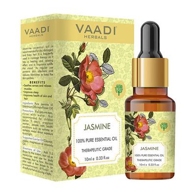 Jasmine Essential Oil - Nourishes Dry & Damaged Hair, Improves Sleep, Uplifts Mood, Reduces Acne & Blemishes - 100% Pure Therapeutic Grade 10 ml - Essential Oils