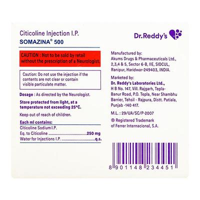 Somazina 500mg Injection 2ml - Nootropics And Neurotrophics