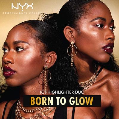 Nyx Professional Makeup Born To Glow Icy Highlighter Duo - Rock Candy 5.7 gm - Highlighters & Illuminators