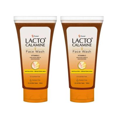 Lacto Calamine Vitamin C Face Wash with Aloe Vera & Niacinamide for Bright and Glowing Skin 100ml 2's - Face Wash & Cleansers