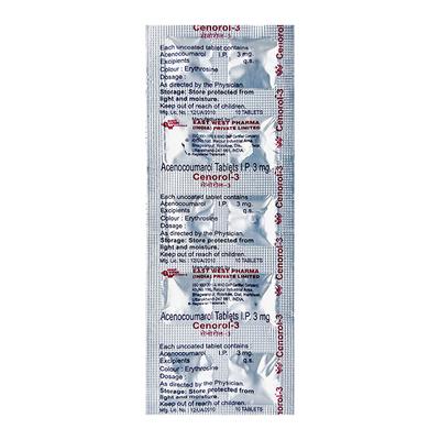 Cenorol 3mg Tablet 10'S - Blood Clot-Ant