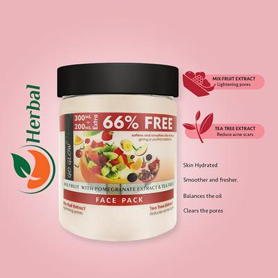 Berina Go Glow By Berina Mix Fruit with Pomagrante Extract & Tea Tree Face Pack 500 ml - Toners