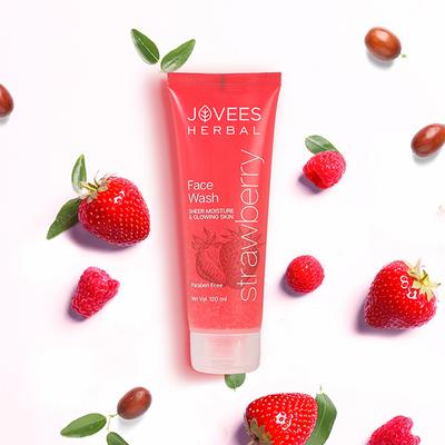 Jovees Herbal Strawberry Facewash for Normal to Dry Skin and Paraben & Alcohol Free 120ml - Face Wash & Cleansers