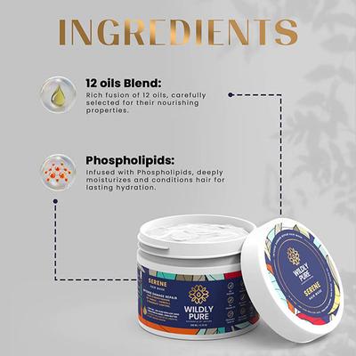Wildly Pure Serene Hair Mask for Deep Conditioning Smoothening 12 Oils Plant Keratin Toxin 20 200 ml - Hair Masks & Packs