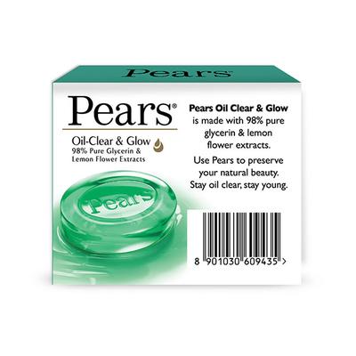 Pears Oil Clear & Glow Bathing Bar with Glycerin 98% , Lemon Flower Extracts 75 gm - Soaps