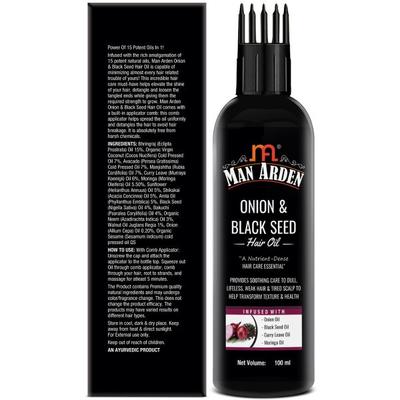 Man Arden Hair Oil with Comb Applicator - Onion & Black Seed 100 ml - Hair Oils