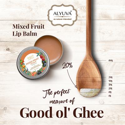 Alyuva Ghee Enriched Natural Mixed Fruit Lip Balm, for all ages 7 gm - Lip Balms