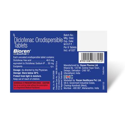 BIOREN RAPID MOUTH DISSOLVING Orodispersible Tablet 6's - Pain relief-Nsa