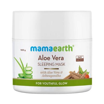 Mamaearth Aloe Vera Sleeping Mask Night Cream with Aloe Vera & Ashwagandha for a Youthful Glow 100 gm - Masks & Peels