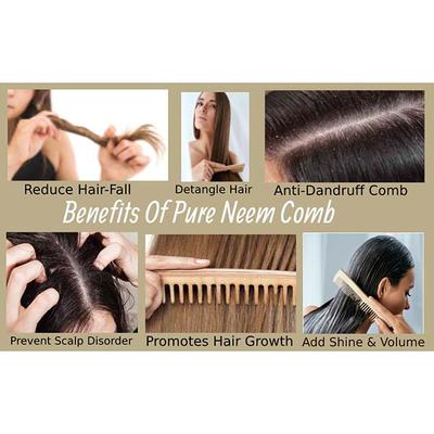 Kazarmaa Pure Organic 100% Natural Neem wood Hair Comb 70 gm - Hair Combs
