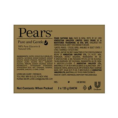 Pears Pure & Gentle Bathing Bar With Glycerine & Natural oils 375gm 3's - Soaps