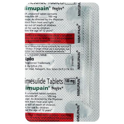 Nimupain 100mg Tablet 10'S - Pain relief-Nsa