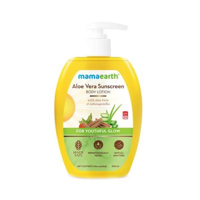 Mamaearth Aloe Vera Sunscreen Body Lotion SPF 30 With Aloe Vera & Ashwagandha For a Youthful Glow 300 ml - Face Moisturizers