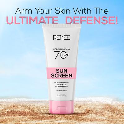 Renee Pore Minimising Sunscreen Spf 70 With 2 Percent Niacinamide, 2 Percent Peptide and 3 Percent Multivitamins 50 ml - Body Sunscreen