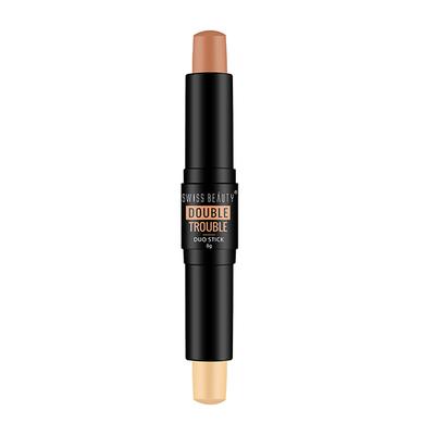 Swiss Beauty Double Trouble Contour & Highlighter Stick - (Medium Focus) 8 gm - Highlighters & Illuminators
