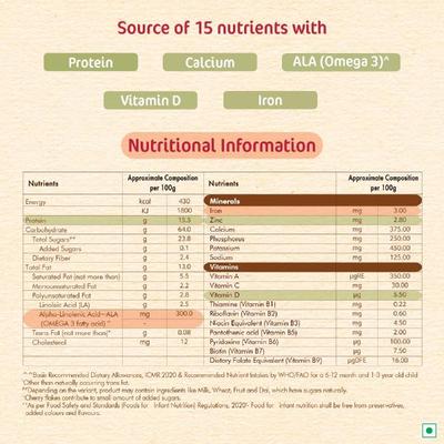 Nestle Cerelac Baby Food Cereal No Refined Sugar - Wheat Apple Cherry (For 8 to 24 Months Baby) (Refill Pack) 350 g - Baby And Infant Supplements