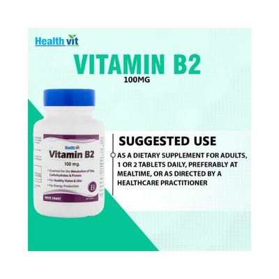 Healthvit Vitamin B2 Riboflavin 100MG- Tablets 60's - Multi-Vitamins