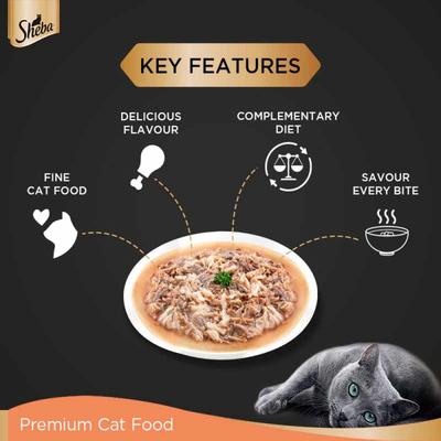 Sheba Fine Food for Cats - Chicken with Tuna in Gravy (Pack of 70 gm x 24) 1's - Petfood