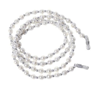 Modisch White Pearls With Small Silver Beads Sunglasses Chain (JC-1408-Silver) 1's - Wearables Sunglasses