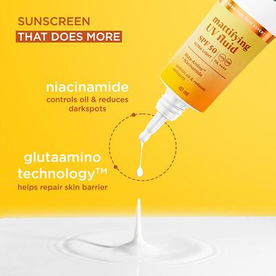 Simple Mattifying UV Fluid SPF 50 PA++++ with Niacinamide| Sunscreen for oily & sensitive skin, 40ml - Body Sunscreen