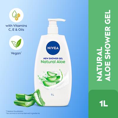 Nivea Shower Gel Natural Aloe 1000 ml - Shower Gels & Body Wash