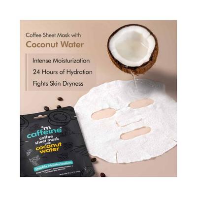 mCaffeine Vitamin C, Hyaluronic Acid, Coffee Sheet Mask Coconut Water Face Sheet Masks 60gm 3's - Sheet Masks