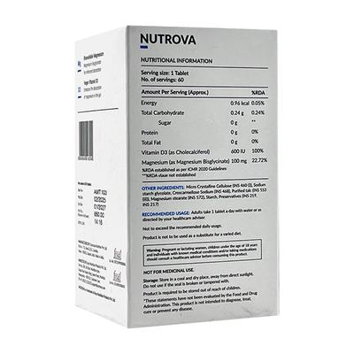 NUTROVA MAGNESIUM + D3 VEG Tablet 60's - Supplements-Vam