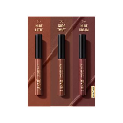 Lakme Liquid Lipstick Trio- Nude Moods, Forever Matte, Light-Weight 3's - Liquid Lipsticks