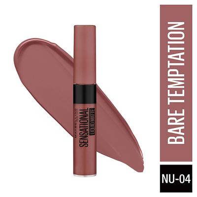 Maybelline New York Sensational Liquid Matte Lipstick, NU04 Bare Temptation 7 ml - Lipsticks