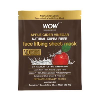 WOW Skin Science Apple Cider Vinegar Natural Fiber Cupra Face Lifting Sheet Mask 25 ml - Sheet Masks