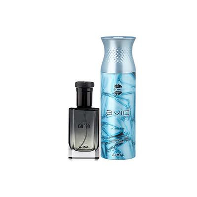 Ajmal Carbon EDP Citrus Spicy Perfume And Avid Homme Deodorant Aquatic Woody Fragrance 300 ml - Men Perfumes (Edt/Edp)