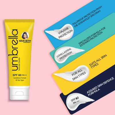 Keya Seth Aromatherapy Umbrella Sunscreen Solution SPF 60 UVB & PA+++ Raspberry Essential Oil 100ml - Body Sunscreen