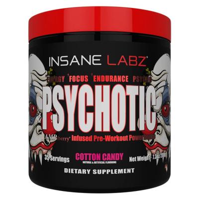 Insane Labz Psychotic Pre Workout Powder - Cotton Candy (35 Servings) 250 gm - Workout Essentials